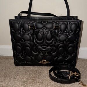Coach Black Embossed large Maggie tote
